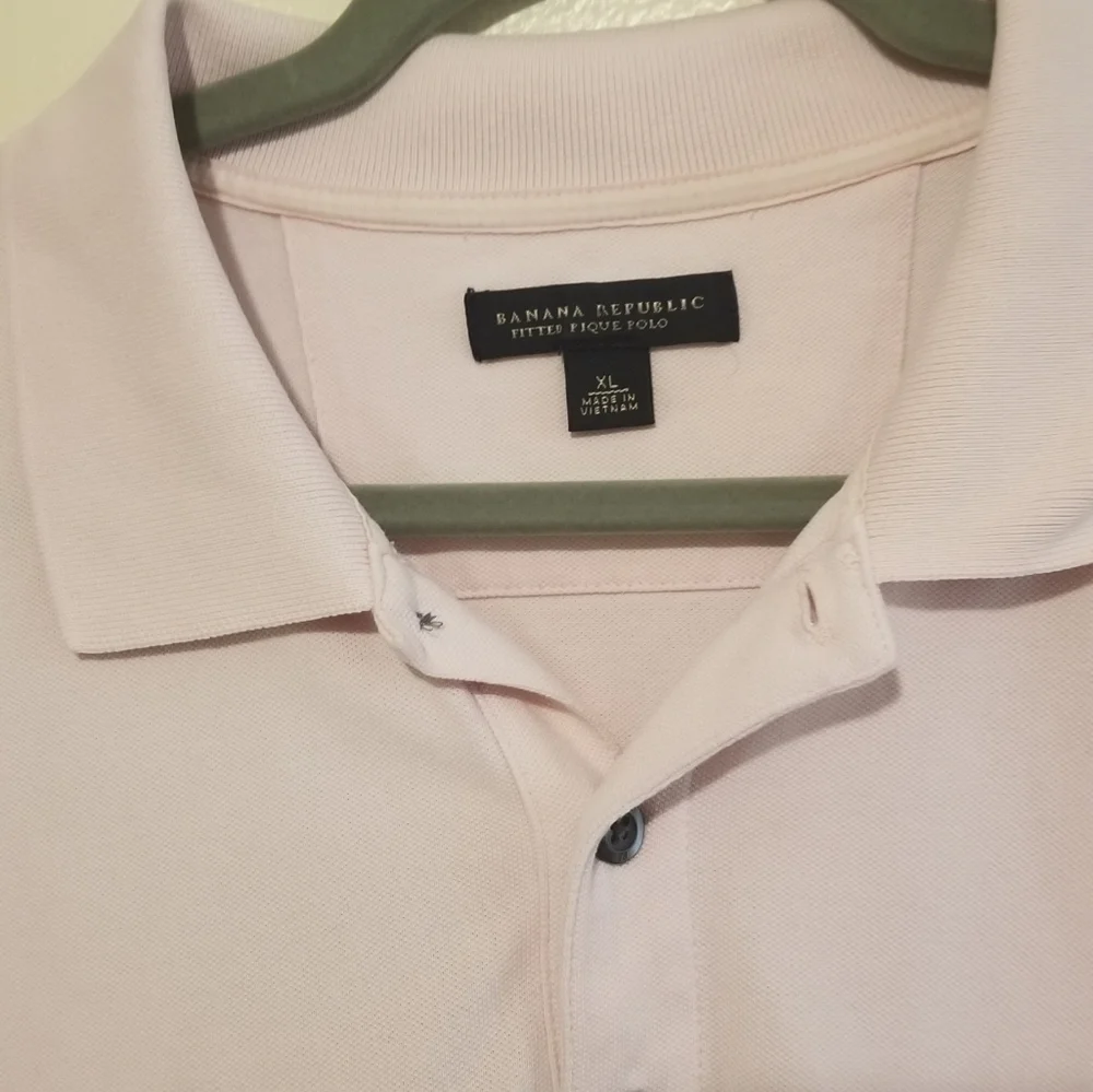 Banana Republic Men's light Pink Fitted Pique Polo Shirt Size XLarge EUC
